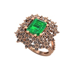 Prenses Kesim Çiçek Yüzük - Yeşil kuvars ve dumanlı kuvars 14 ayar rose altın yüzük #1tmma1z