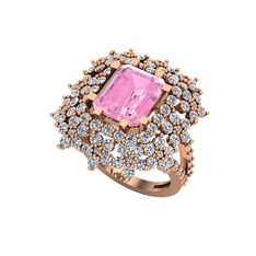 Pembe kuvars ve pırlanta 18 ayar rose altın yüzük (1.725 karat)