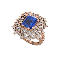Lab safir ve swarovski 18 ayar rose altın yüzük
