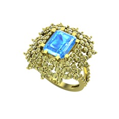 Akuamarin ve peridot 8 ayar altın yüzük