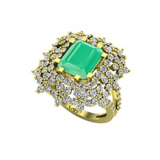 Prenses Kesim Çiçek Yüzük - Kök zümrüt ve pırlanta 18 ayar altın yüzük (1.725 karat) #34bnsr