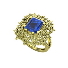 Lab safir ve peridot 18 ayar altın yüzük