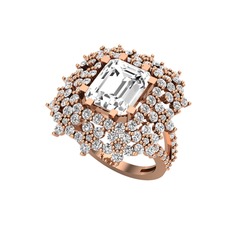 Prenses Kesim Çiçek Yüzük - Swarovski 925 ayar rose altın kaplama gümüş yüzük #bhsfus