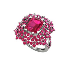 Rodolit garnet 14 ayar beyaz altın yüzük