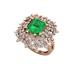 Prenses Kesim Çiçek Yüzük - Yeşil kuvars ve swarovski 925 ayar rose altın kaplama gümüş yüzük #c4hy77
