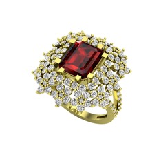 Garnet ve swarovski 14 ayar altın yüzük