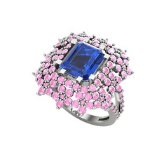 Prenses Kesim Çiçek Yüzük - Lab safir ve pembe kuvars 925 ayar gümüş yüzük #flohhq