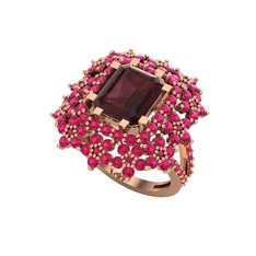 Kök yakut ve rodolit garnet 925 ayar rose altın kaplama gümüş yüzük