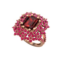 Prenses Kesim Çiçek Yüzük - Garnet ve rodolit garnet 8 ayar rose altın yüzük #gg7cmf