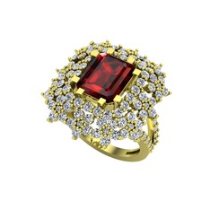 Prenses Kesim Çiçek Yüzük - Garnet ve pırlanta 8 ayar altın yüzük (1.725 karat) #jq996e
