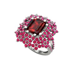 Garnet ve rodolit garnet 8 ayar beyaz altın yüzük