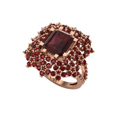 Prenses Kesim Çiçek Yüzük - Kök yakut ve garnet 18 ayar rose altın yüzük #lubbin