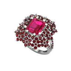 Rodolit garnet ve garnet 14 ayar beyaz altın yüzük
