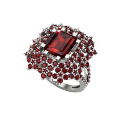 Garnet 14 ayar beyaz altın yüzük