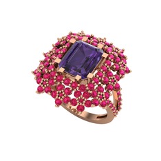 Ametist ve rodolit garnet 8 ayar rose altın yüzük