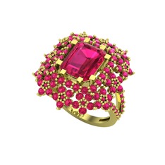 Prenses Kesim Çiçek Yüzük - Rodolit garnet 14 ayar altın yüzük #qcel7m