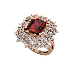 Prenses Kesim Çiçek Yüzük - Garnet ve swarovski 14 ayar rose altın yüzük #ulhjts