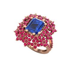 Prenses Kesim Çiçek Yüzük - Lab safir ve rodolit garnet 18 ayar rose altın yüzük #w6zvgw