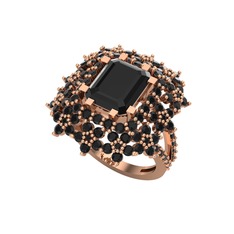 Prenses Kesim Çiçek Yüzük - Siyah zirkon 8 ayar rose altın yüzük #wsapyc