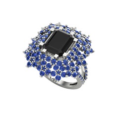 Siyah zirkon ve lab safir 925 ayar gümüş yüzük