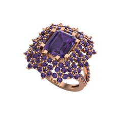 Prenses Kesim Çiçek Yüzük - Ametist 14 ayar rose altın yüzük #zwbc5l