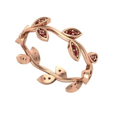 Zeytin Yaprağı Yüzük - Garnet 925 ayar rose altın kaplama gümüş yüzük #qce69b