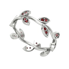 Garnet 14 ayar beyaz altın yüzük