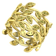 Üçlü Zeytin Yaprağı Yüzük - Peridot 8 ayar altın yüzük #18x5n4w