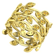Üçlü Zeytin Yaprağı Yüzük - Sitrin 925 ayar altın kaplama gümüş yüzük #1cybk6x