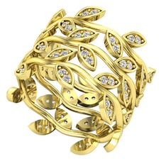 Üçlü Zeytin Yaprağı Yüzük - Swarovski 925 ayar altın kaplama gümüş yüzük #1f9kv53
