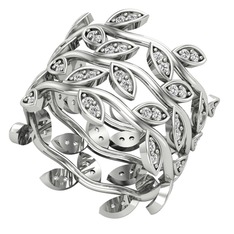 Üçlü Zeytin Yaprağı Yüzük - Swarovski 925 ayar gümüş yüzük #1lna14h