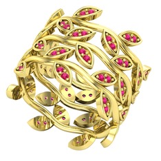 Üçlü Zeytin Yaprağı Yüzük - Rodolit garnet 14 ayar altın yüzük #1qf2s6c
