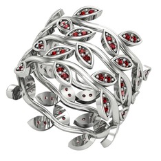 Üçlü Zeytin Yaprağı Yüzük - Garnet 925 ayar gümüş yüzük #1r4c90d