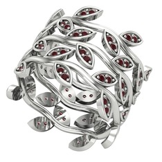 Üçlü Zeytin Yaprağı Yüzük - Kök yakut 925 ayar gümüş yüzük #1v5b2lg