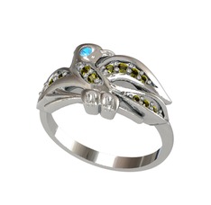 Yavru Martı Yüzük - Akuamarin ve peridot 18 ayar beyaz altın yüzük #135k8px