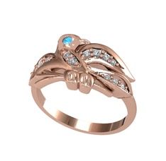 Yavru Martı Yüzük - Akuamarin ve swarovski 8 ayar rose altın yüzük #13xan6u