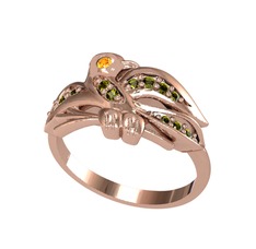Yavru Martı Yüzük - Sitrin ve peridot 18 ayar rose altın yüzük #148xir5