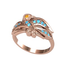 Yavru Martı Yüzük - Sitrin ve akuamarin 925 ayar rose altın kaplama gümüş yüzük #14q5gxq