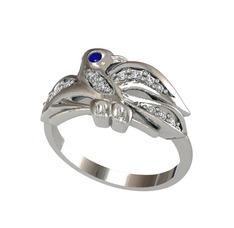 Yavru Martı Yüzük - Lab safir ve swarovski 8 ayar beyaz altın yüzük #15dle2u
