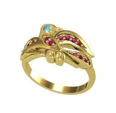 Yavru Martı Yüzük - Akuamarin ve rodolit garnet 14 ayar altın yüzük #174pg5w