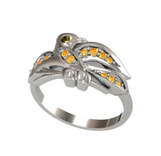 Peridot ve sitrin 925 ayar gümüş yüzük