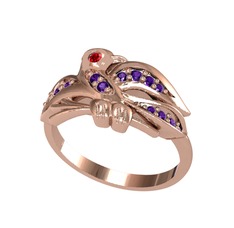 Garnet ve ametist 18 ayar rose altın yüzük