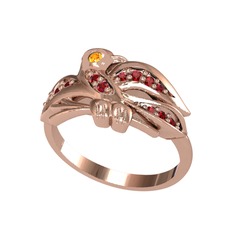Sitrin ve garnet 925 ayar rose altın kaplama gümüş yüzük