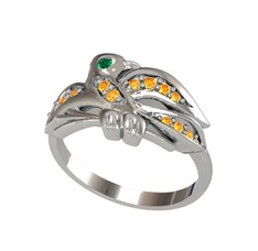 Yavru Martı Yüzük - Yeşil kuvars ve sitrin 925 ayar gümüş yüzük #1jeaayh