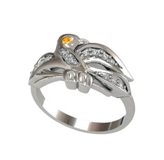 Sitrin ve swarovski 18 ayar beyaz altın yüzük