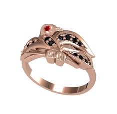 Yavru Martı Yüzük - Garnet ve siyah zirkon 8 ayar rose altın yüzük #1p6g48r