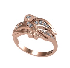 Yavru Martı Yüzük - Elmas ve pırlanta 14 ayar rose altın yüzük (0.215 karat) #1r0g8d6