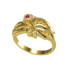 Yavru Martı Yüzük - Rodolit garnet ve sitrin 18 ayar altın yüzük #1tg4pwa