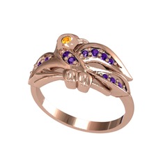 Yavru Martı Yüzük - Sitrin ve ametist 14 ayar rose altın yüzük #1thpqmq