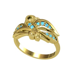 Yavru Martı Yüzük - Peridot ve akuamarin 18 ayar altın yüzük #1u6xt3r